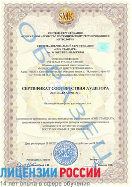 Образец сертификата соответствия аудитора №ST.RU.EXP.00006191-1 Шатура Сертификат ISO 50001