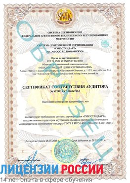Образец сертификата соответствия аудитора №ST.RU.EXP.00014299-1 Шатура Сертификат ISO 14001